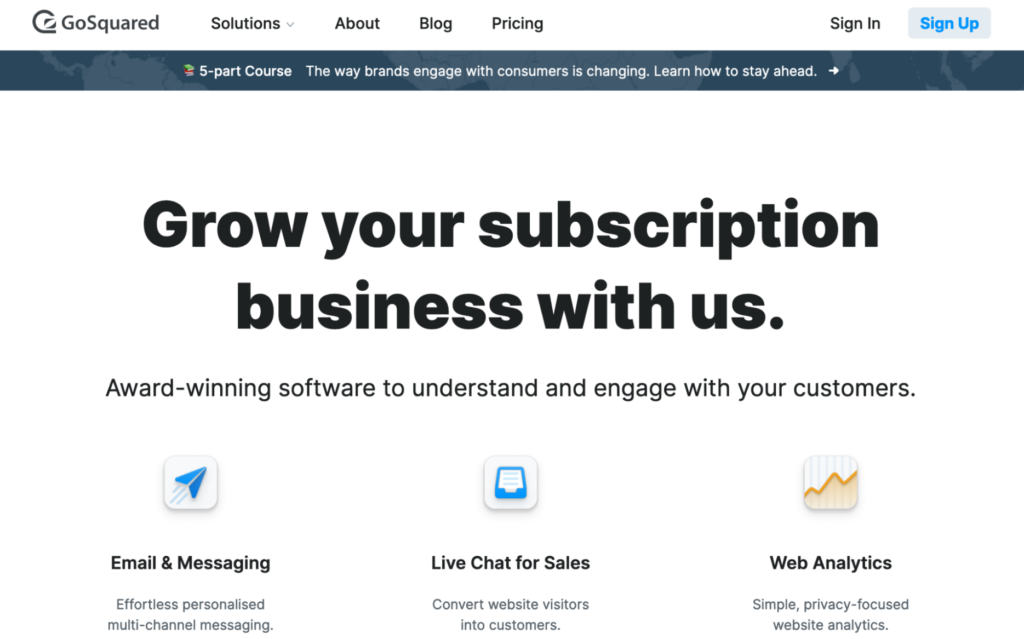 GoSquared homepage: Grow your subscription business with us.